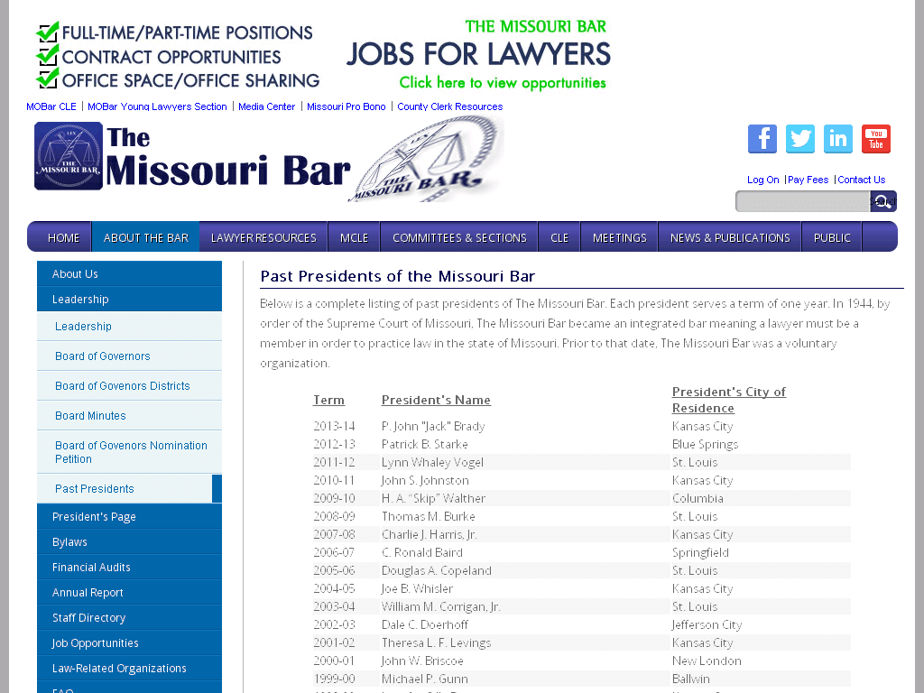 Missouri bar association website attorney search