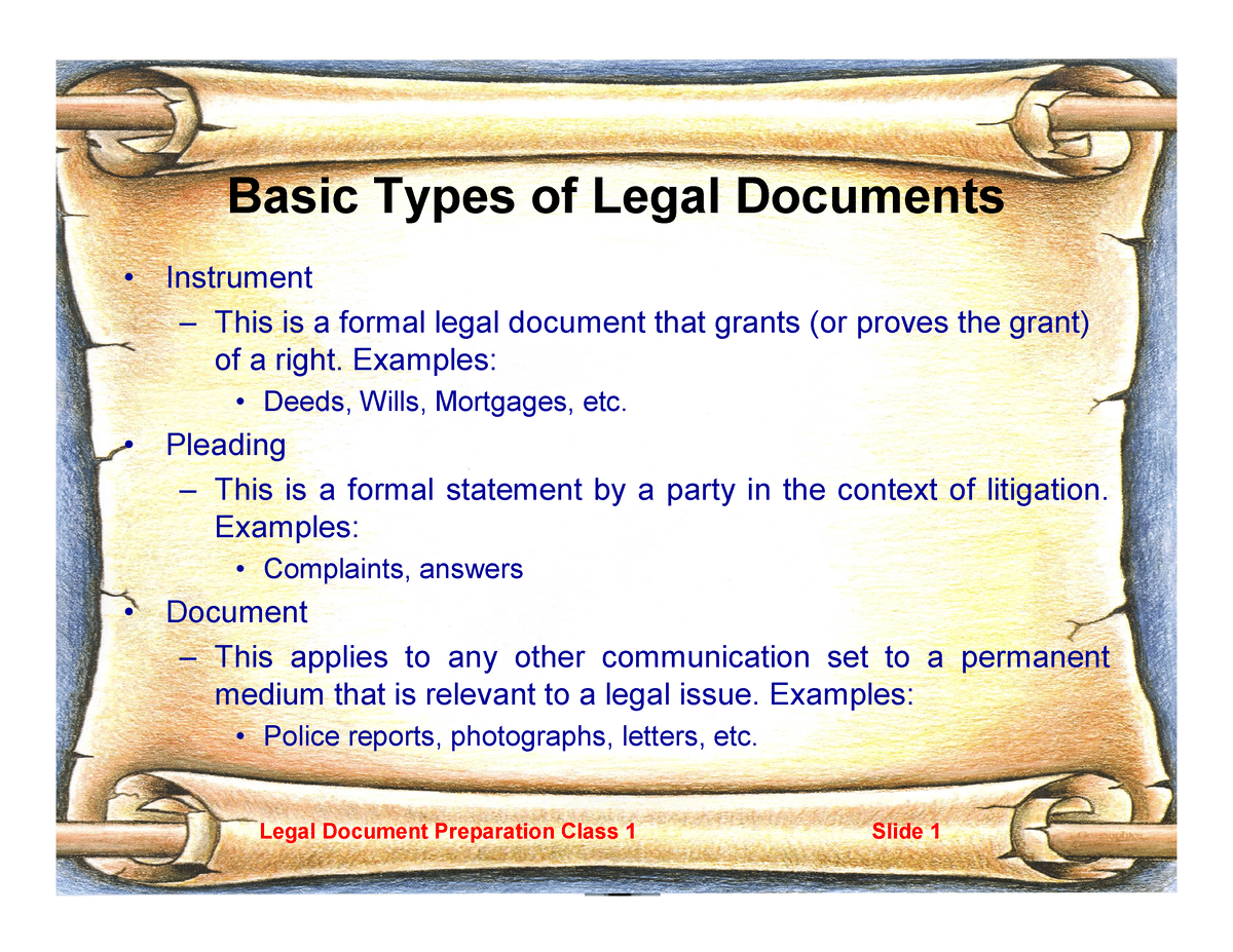 What are the different types of legal documents